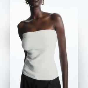 COS textured bandeau top white XS